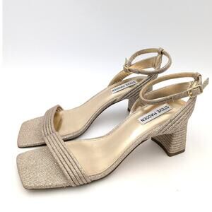 Steve Madden Lavnish Women's Block Heel Sandals Metallic Gold Size US8.5M EU39
